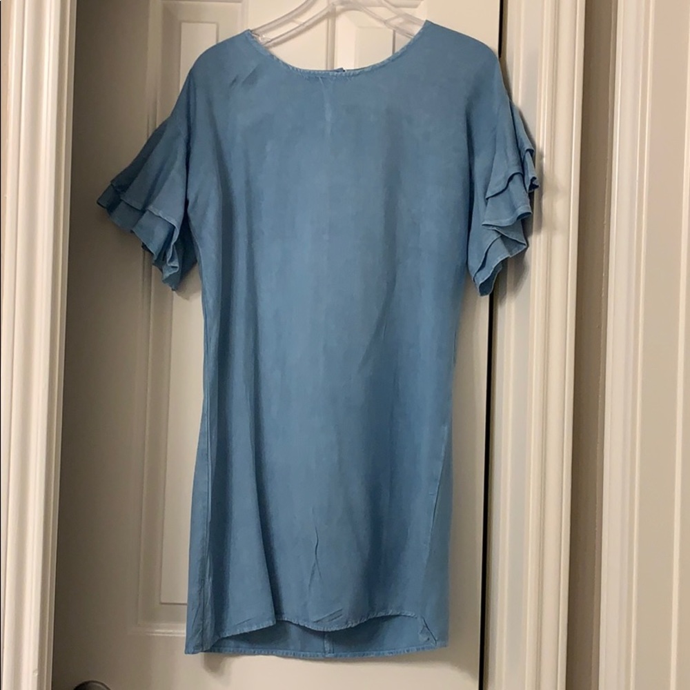 Brand New Light Denim Dress with Ruffles